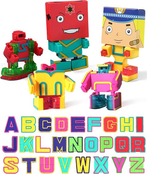 Amazon.com: 26 Pieces Alphabet Shaped Robots, Alphabots, ABC Letter Blocks for Kids, Alphabet ...