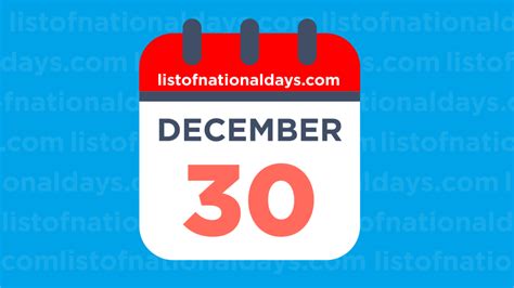 DECEMBER 30TH: National Holidays,Observances & Famous Birthdays