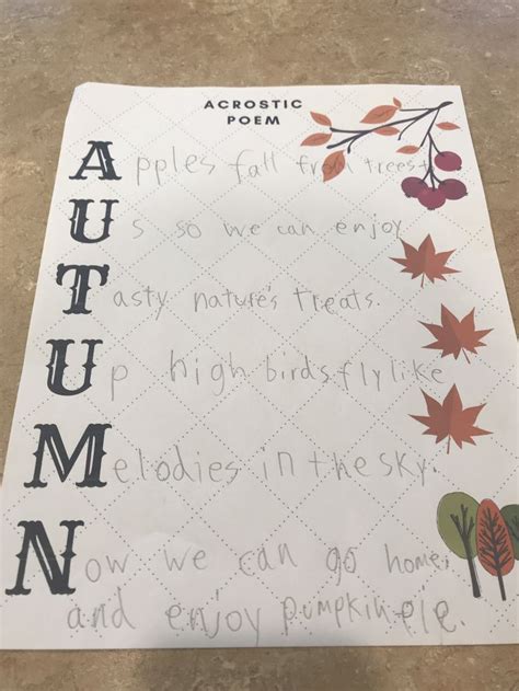 FREE PRINTABLE - Autumn Acrostic Poem #acrosticpoem | Poetry tea time ...