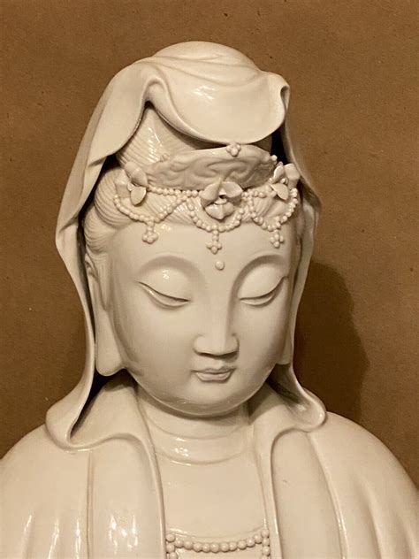 30” Chinese Dehua Blanc-de-Chine White Porcelain Kwan-yin Guan-yin ...