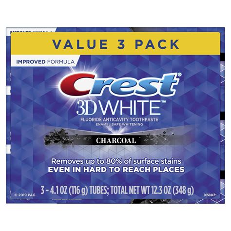 Crest 3D White, Charcoal Whitening Toothpaste, 4.1 oz, Pack of 3 - Walmart.com - Walmart.com