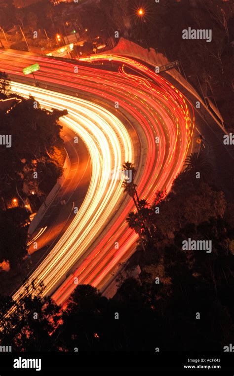 Los Angeles freeway at night Los Angeles California United States Stock Photo - Alamy