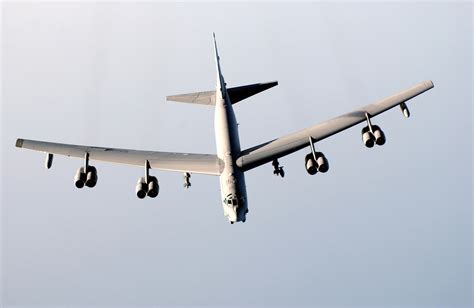 A B-52H Stratofortress from the 28th Air Expeditionary Wing heads back ...