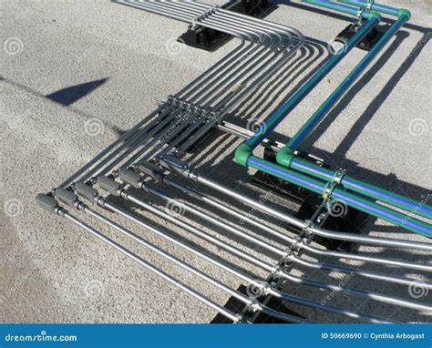 Electrical Pipe Rack On Roof Stock Photo - Image: 50669690