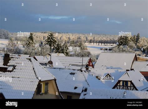 Winter in German Village Stock Photo - Alamy