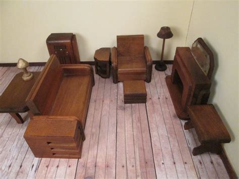 Vintage Dollhouse Furniture – Nancy Forbes 11 Piece Living Room Set – 3/4 Scale – 1940’s – Haute ...