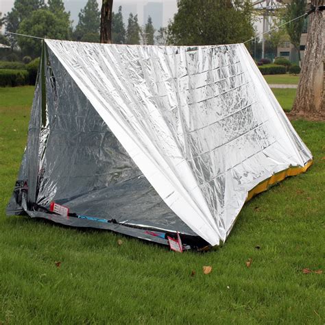 Outdoor 2 Persons Camping Emergency Survival Tent First Aid Sunshade Shelter Rescue Blanket ...