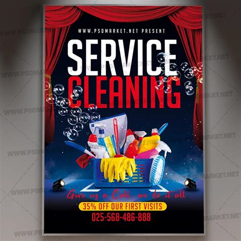 Cleaning Service Card Printable Template Flyer | PSDmarket