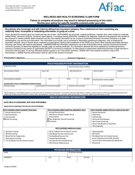 Aflac Group Insurance Claim Forms – Financial Report