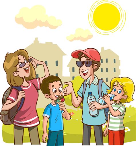 happy family on a warm sunny day 13339144 Vector Art at Vecteezy