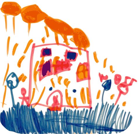 Clipart - Kindergarten Art House and Rain