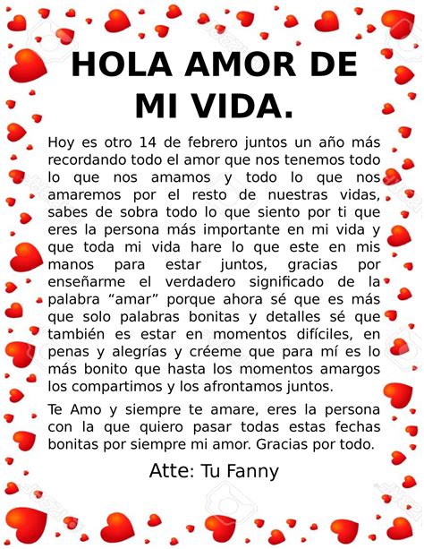 Carta - HOLA AMOR DE MI VIDA. Hoy es otro 14 de febrero juntos un año ...