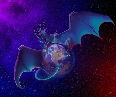 1440x900 resolution | blue winged dragon illustration, dragon, Earth, fantasy art, space art HD ...