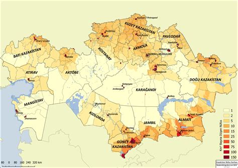 Population density map Kazakhstan : r/MapPorn