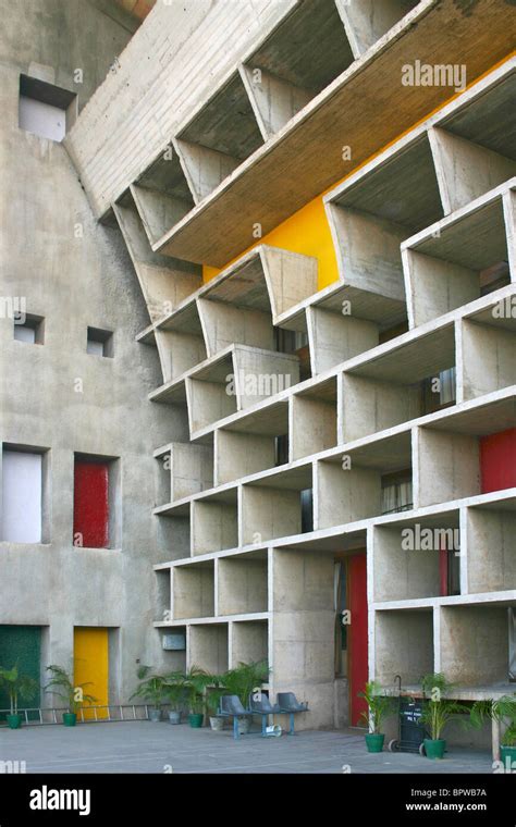 Facade detail of the High Court in Chandigarh, India, designed by Le ...