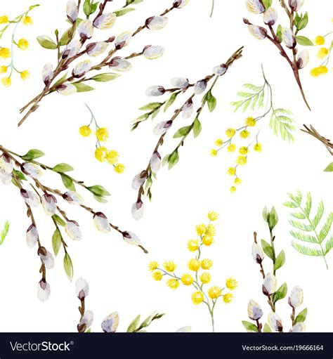 Watercolor willow tree pattern Royalty Free Vector Image