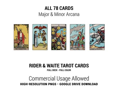 78 Rider Waite Tarot Cards. Full-Color - MagikCharms