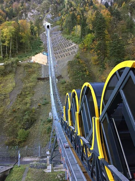 world's steepest funicular railway opens in stoos, switzerland