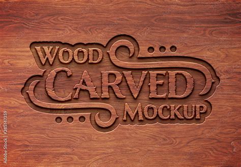 Carved Wood Text Effect Mockup Stock Template | Adobe Stock