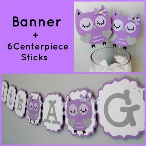 Purple Grey Owl Baby Shower Banner/girl Owl Banner/ Owl Baby Shower/ Purple Owl Party Decor/ Owl ...