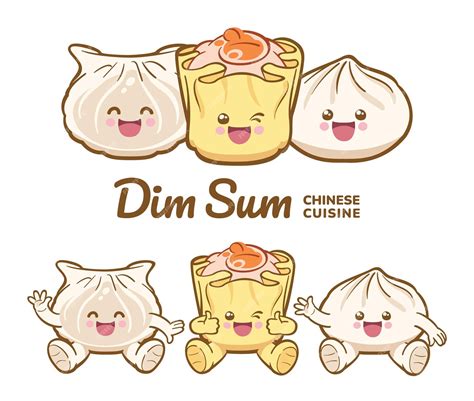 Premium Vector | Cartoon Character Set of Dim Sum