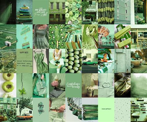 Evergreen Aesthetic Green Wall Collage Kit | Digital Copy | Pack of 50 ...