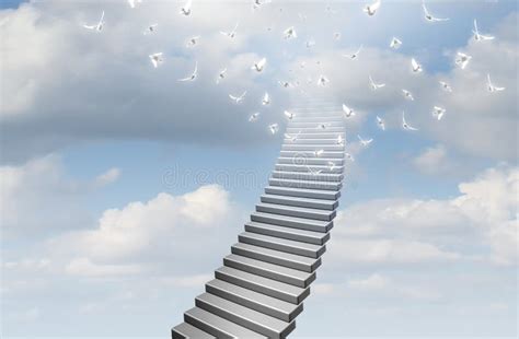 Stairs going up to heaven stock illustration. Illustration of stairs - 68783718