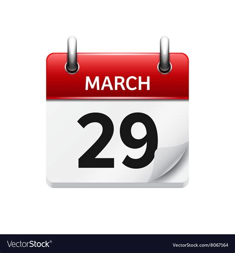 March 29 flat daily calendar icon Date Royalty Free Vector