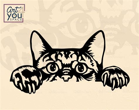 Funny Cat Peek-a-boo SVG PNG DXF Clipart Download, Printable,Laser Cut – Art4youSpace