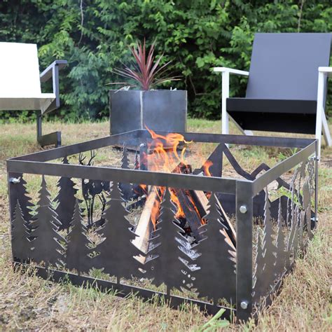 Wilderness Steel Fire Pit - Metal Outdoor Backyard Fire Ring - Nature ...