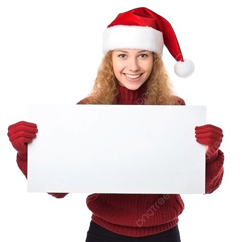 Christmas Dressed Female Behind A White Board With Space For A Sign, Santa Girl, Christmas Girl ...
