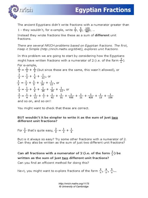 Egyptian Fractions | PDF