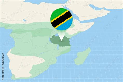 Map illustration of Tanzania with the flag. Cartographic illustration ...