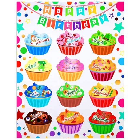 Buy Classroom Birthday Chart Happy Birthday Cupcakes Classroom Chart ...