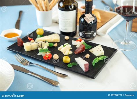 Assorted Spanish Cheese Platter with Red Wine Stock Image - Image of cheese, traditional: 197248771