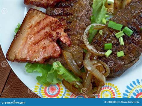 Calf liver and bacon stock photo. Image of dish, americans - 48380844