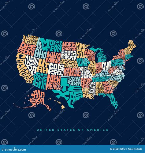 USA Map Typography. United States of America Map Typography Art Stock Vector - Illustration of ...