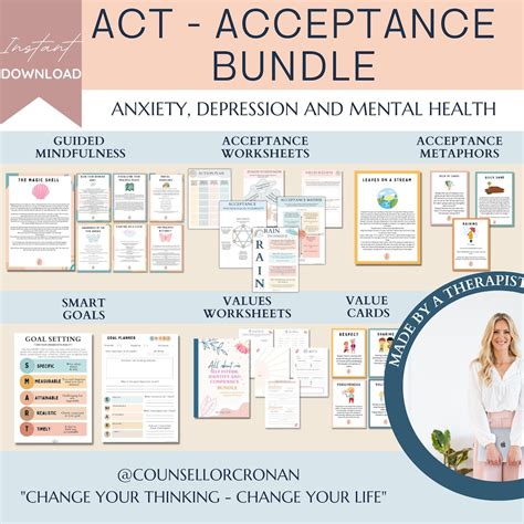 Acceptance Therapy Worksheet and Cards Bundle Acceptance - Etsy