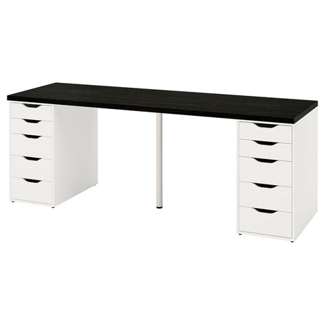 LAGKAPTEN / ALEX desk, black-brown/white, 200x60 cm - IKEA