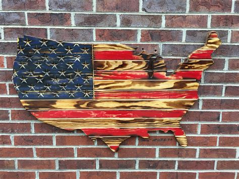 Rustic Engraved Wooded American Flag