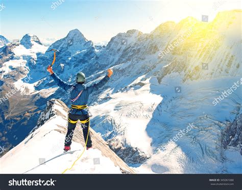 Group Climbers Reaching Summit Nepal Himalayas Stock Photo (Edit Now) 345061088