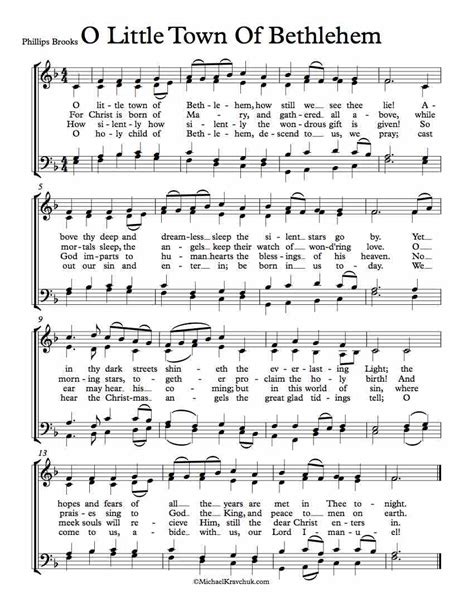 Free Choir Sheet Music – O Little Town Of Bethlehem (Forest Green ...