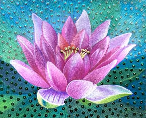 LOTUS FLOWER Drawing by Dulcie Dee | Saatchi Art