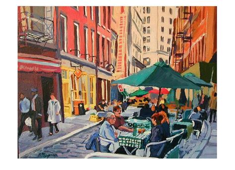 Cafe Art. New York Art Stone Street Cafe NYC Art Print 8x10