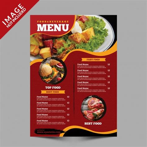 Modelo de folheto - menu de comida | PSD Premium | Food menu design, Food menu template, Food menu