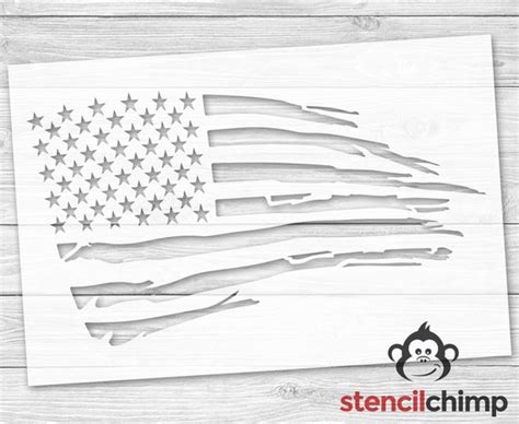 American Flag Stencil Distressed Flag Stencil Tattered - Etsy