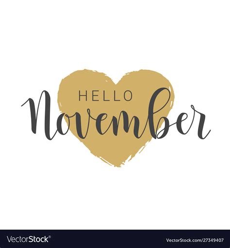 Handwritten lettering hello november Royalty Free Vector