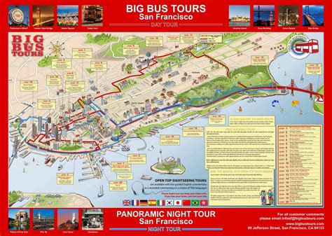 Big bus tour San Francisco map - Big red bus San Francisco map (California - USA)