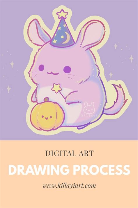 Digital Art Drawing Process Halloween Chinchilla | Drawing process ...