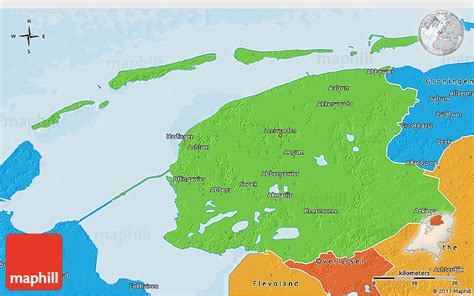 Political 3D Map of Friesland